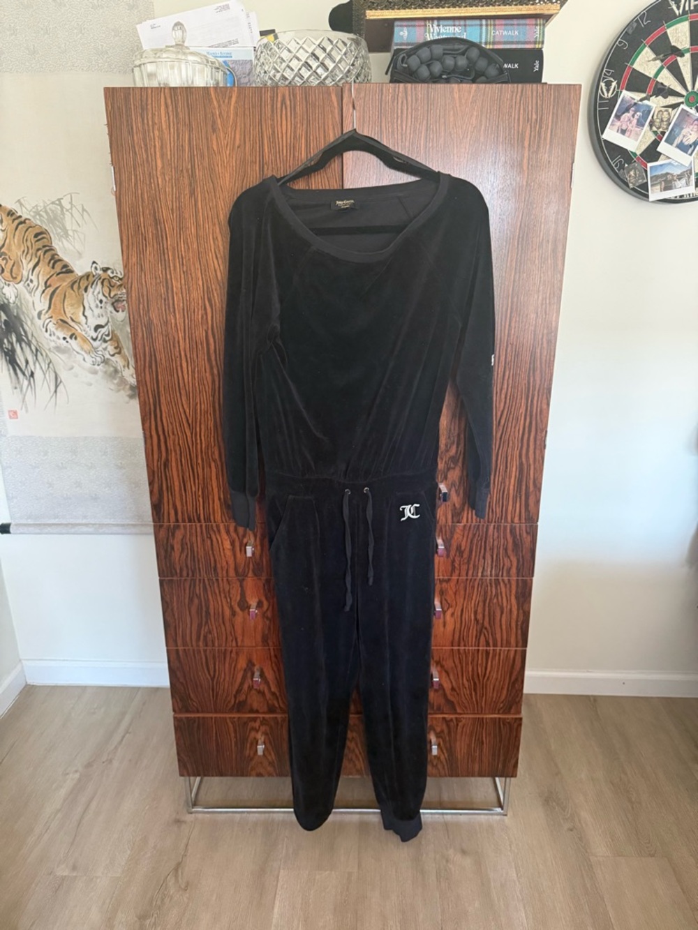Black Velvet juicy couture black label  Jumpsuit with Logo Accent
